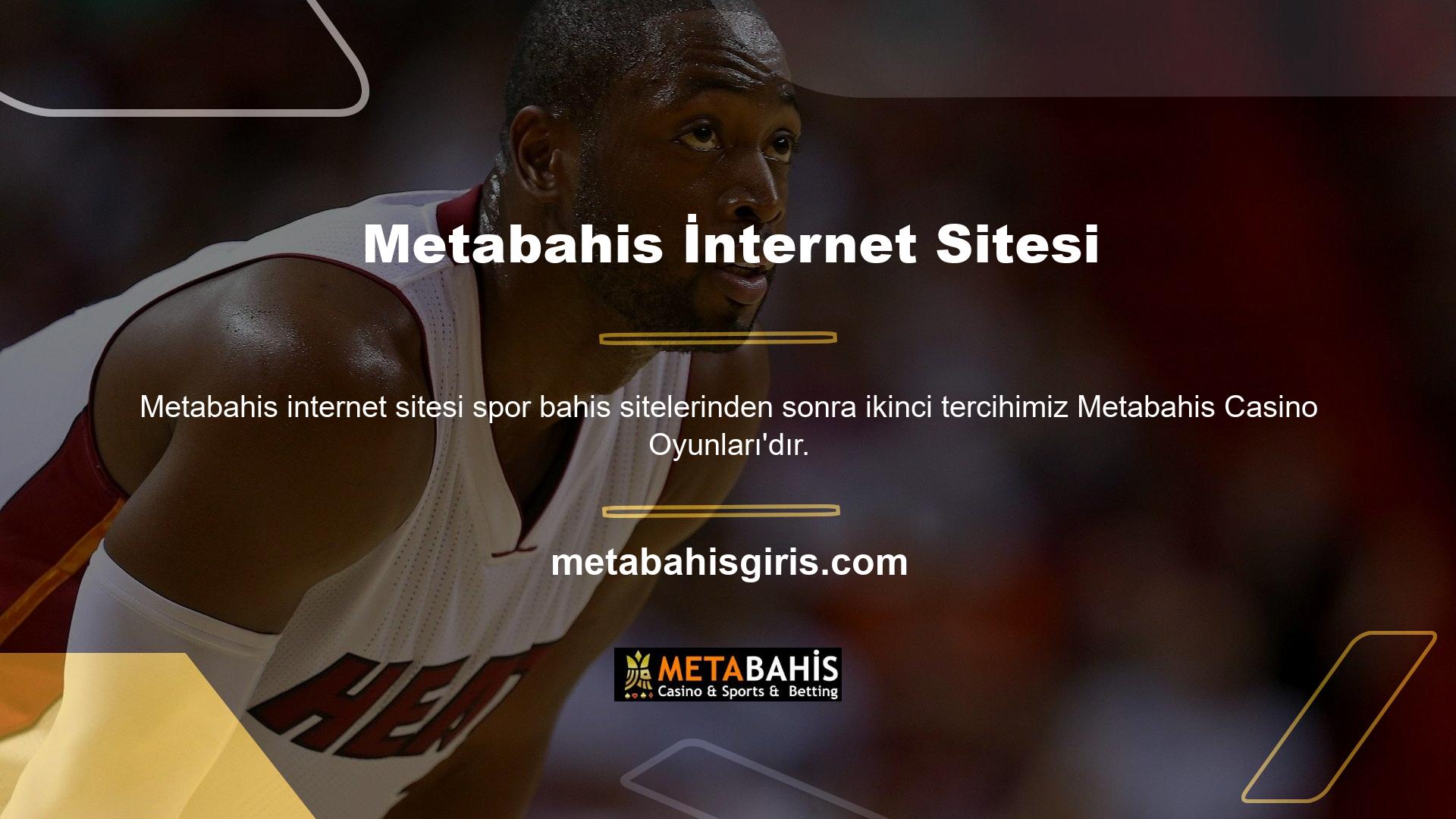 Metabahis internet sitesinin bu bölümünde hizmetin casino ve canlı casino olmak üzere iki ayrı merkezde verildiği belirtilmektedir